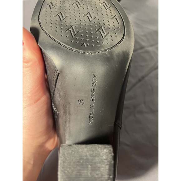 Women's 9.5 Adrienne Vittadini Black Booties Heel Dress Boot Side Zipper - Picture 12 of 13